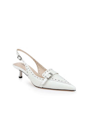 Lourdes Leather Slingback Pump in Pearl Leather