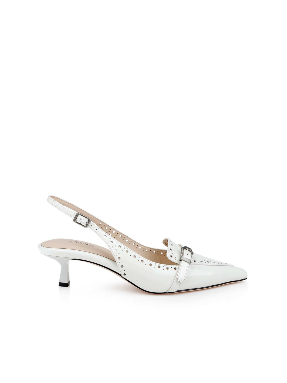 Lourdes Leather Slingback Pump in Pearl Leather