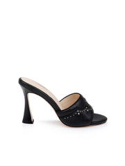 Lille Leather Open-Toe Mule in Black Leather