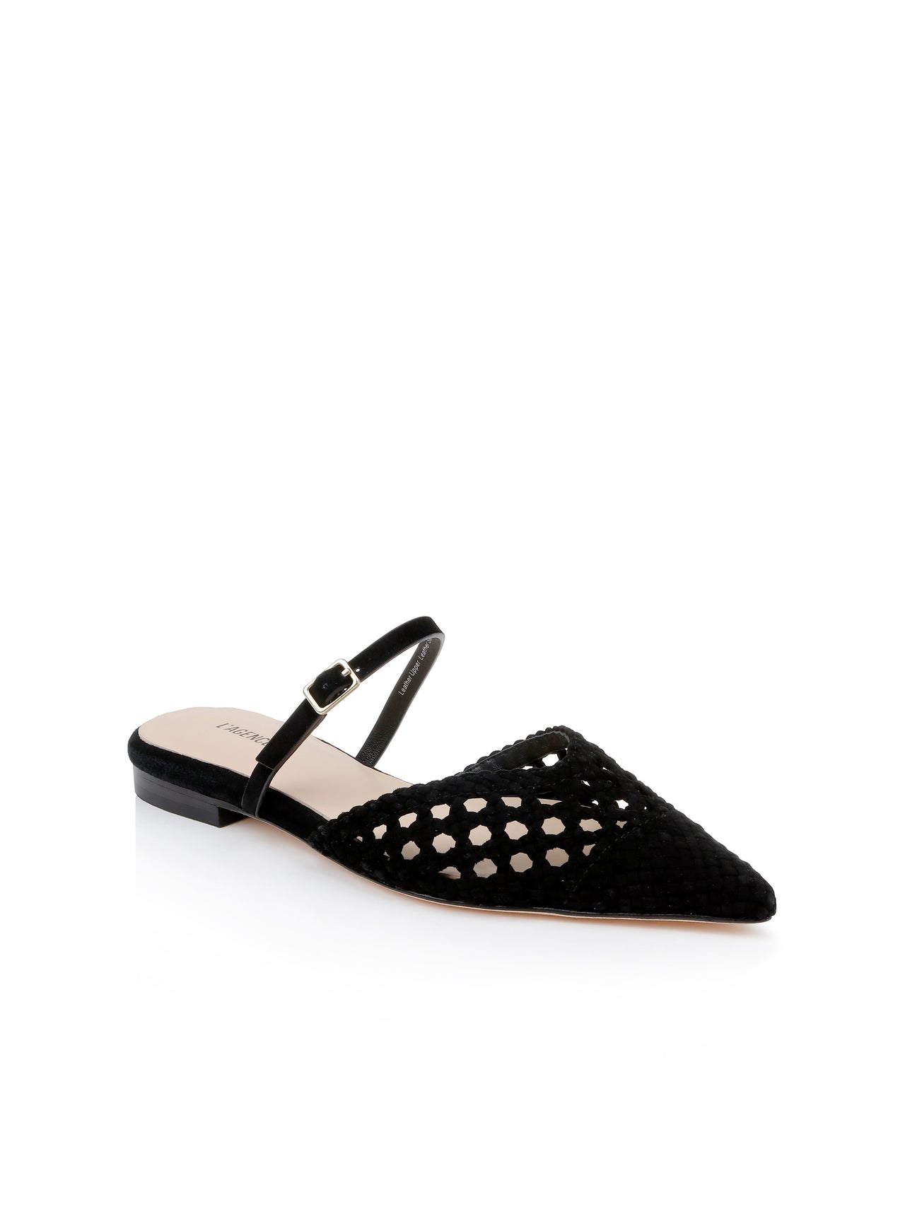 Jacklyn Suede Flat Mule in Black Suede