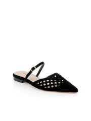 Jacklyn Suede Flat Mule in Black Suede