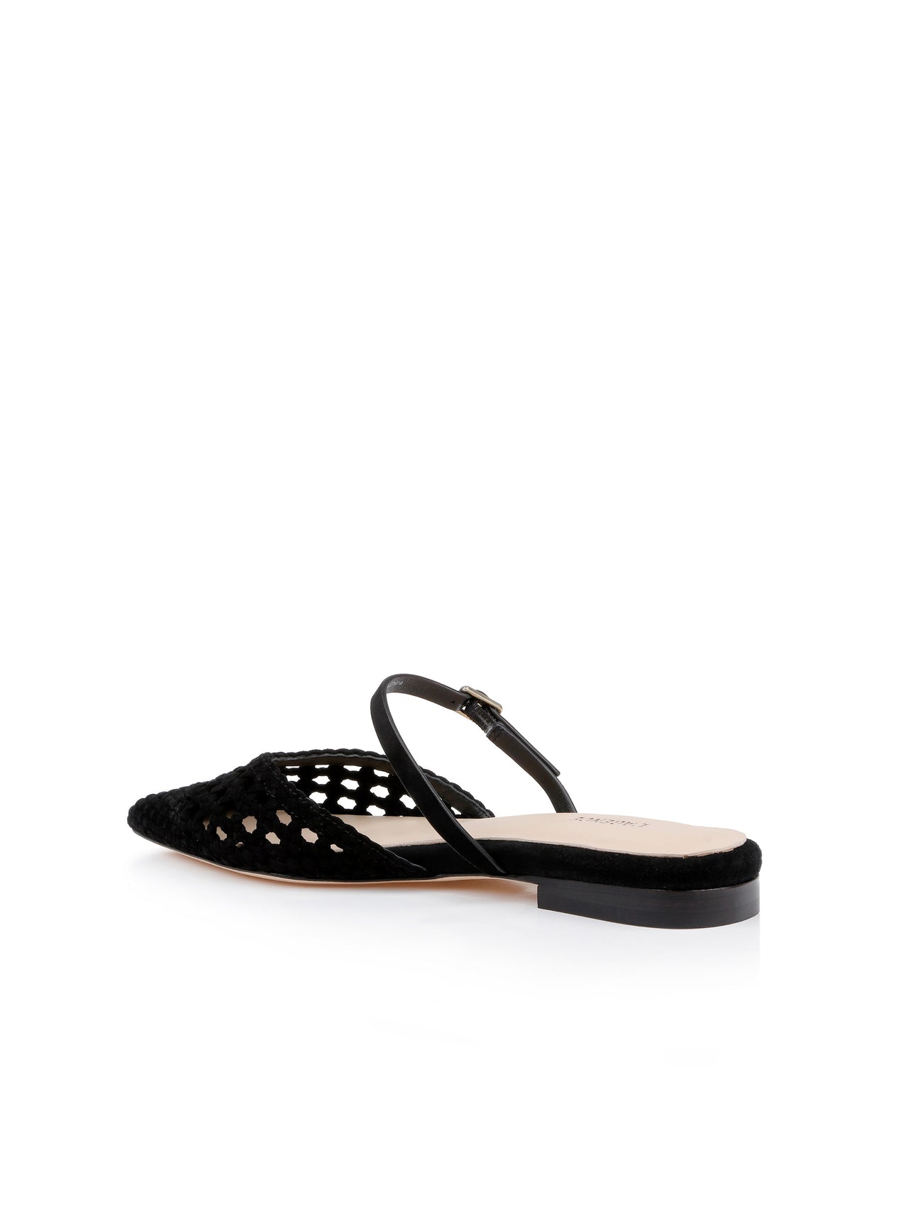 Jacklyn Suede Flat Mule in Black Suede