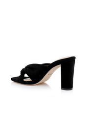 Leonie Suede Block-Heel Sandal in Black Suede