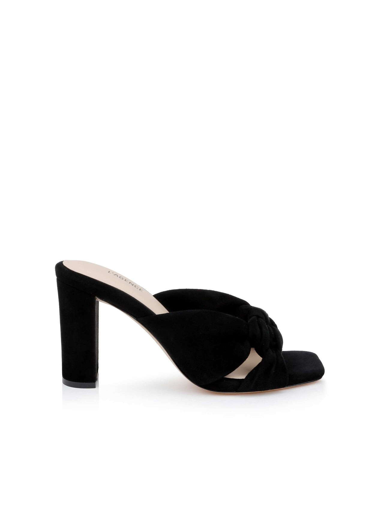 Leonie Suede Block-Heel Sandal in Black Suede