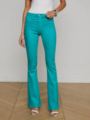 Marty Coated Flare Jean in Tropical Teal Coated