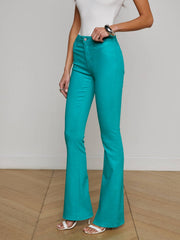 Marty Coated Flare Jean in Tropical Teal Coated