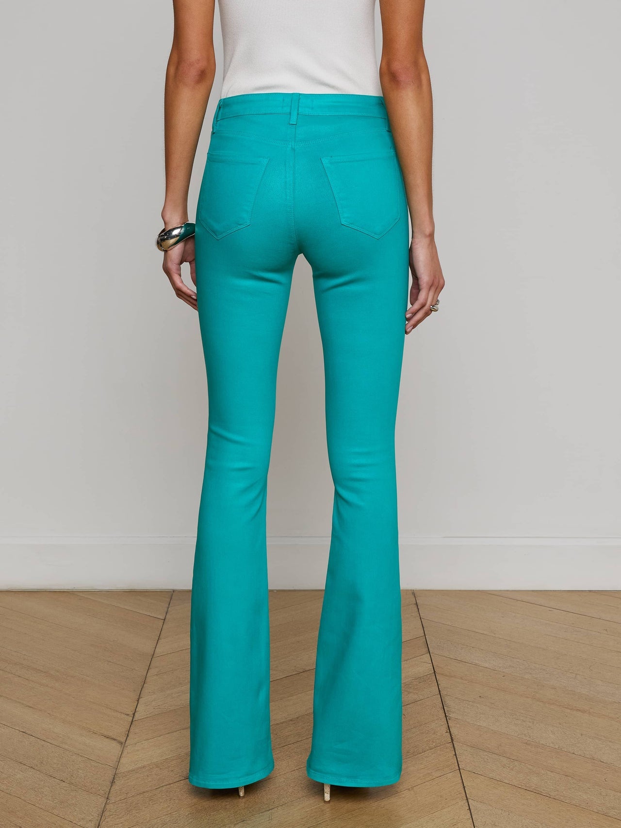 Marty Coated Flare Jean in Tropical Teal Coated