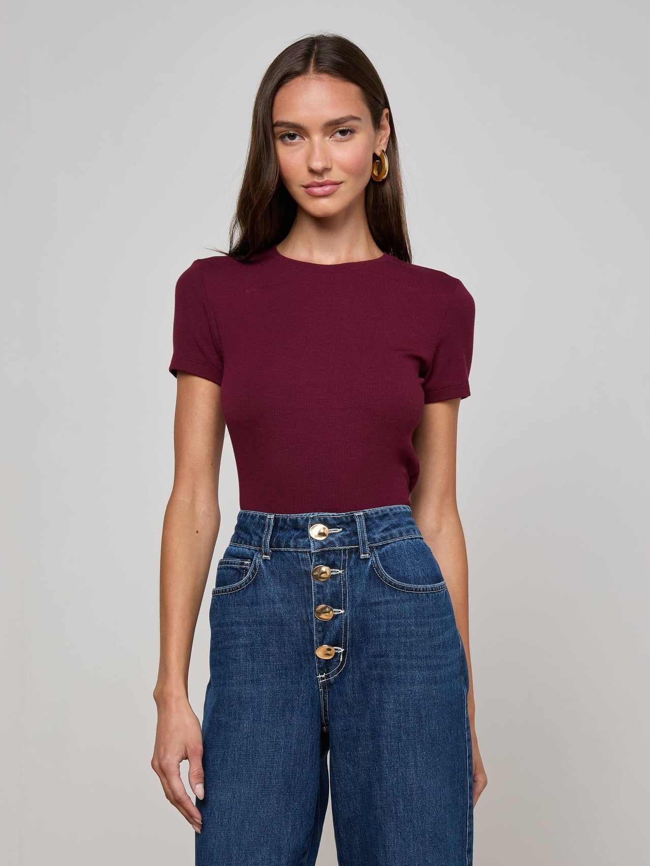 Ressi Fitted Tee in Dark Port