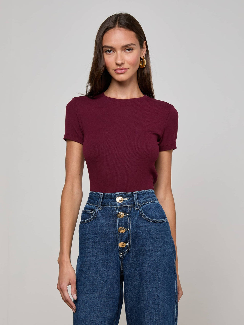 Ressi Fitted Tee in Dark Port