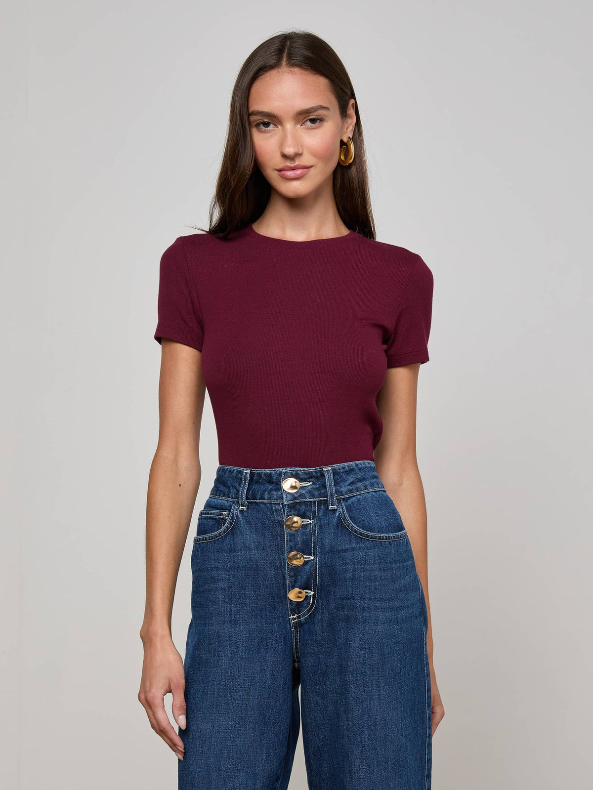 Ressi Fitted Tee in Dark Port