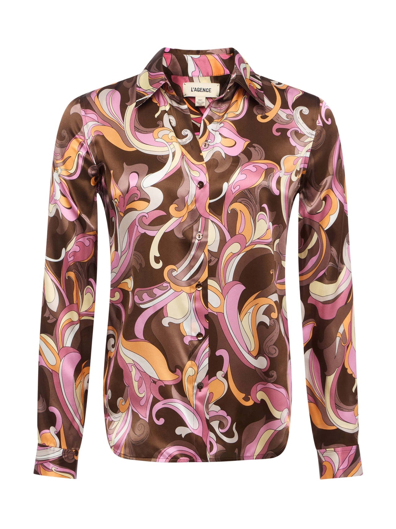 Tyler Silk Blouse in Brown/Pink Multi Small Abstract Paisley