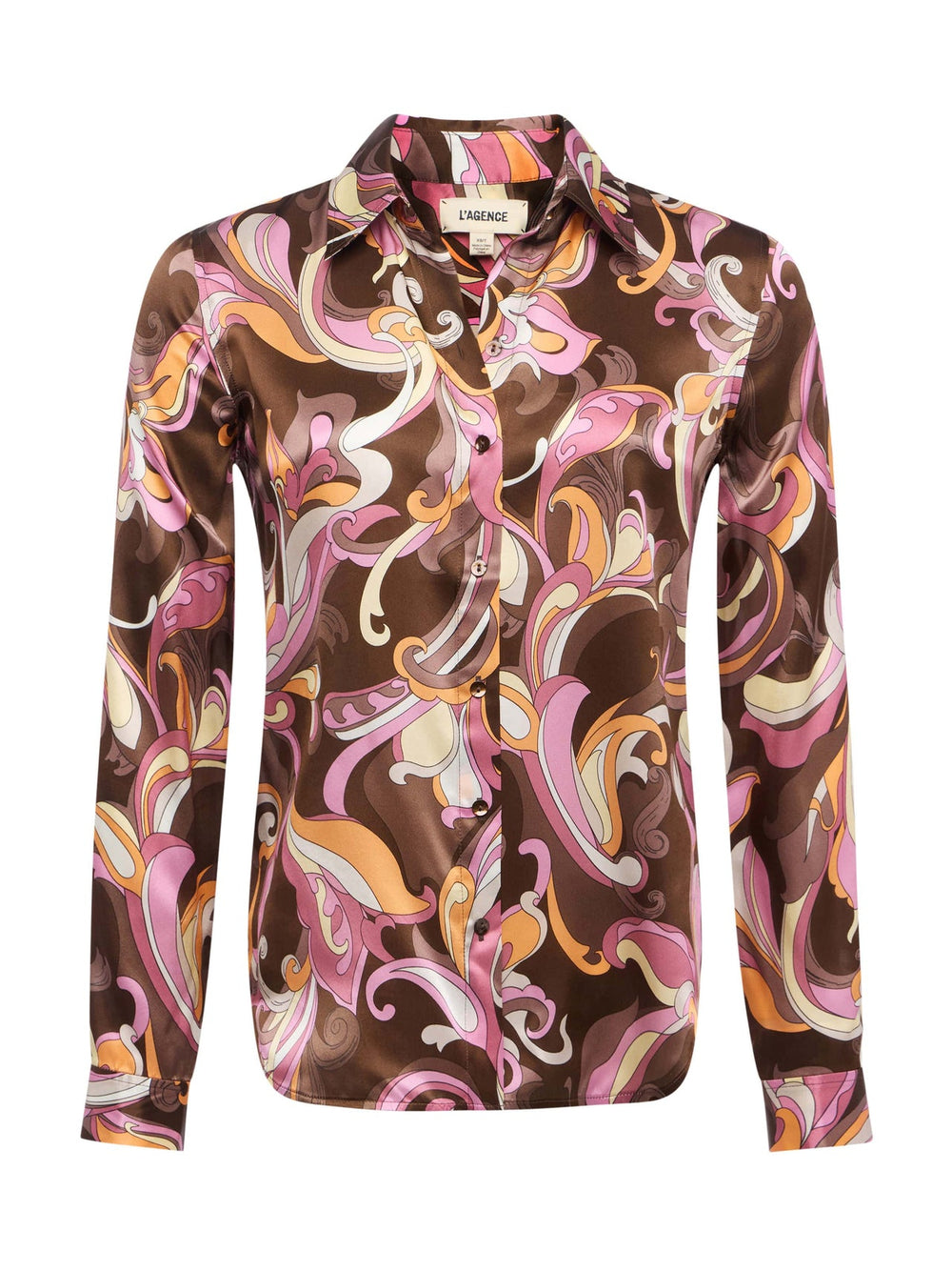 Tyler Silk Blouse in Brown/Pink Multi Small Abstract Paisley