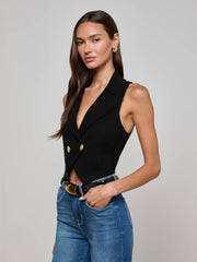 Zadie Knit Vest in Black/Gold