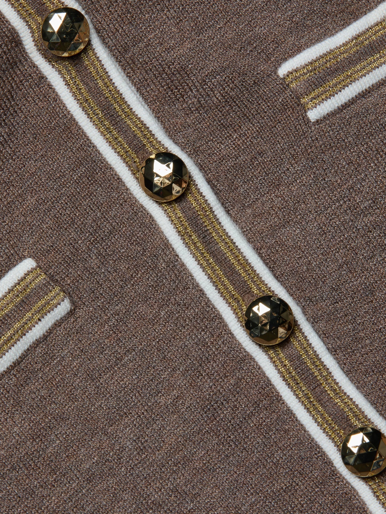 Masaki Cropped Sweater in Deep Taupe/Ivory/Gold
