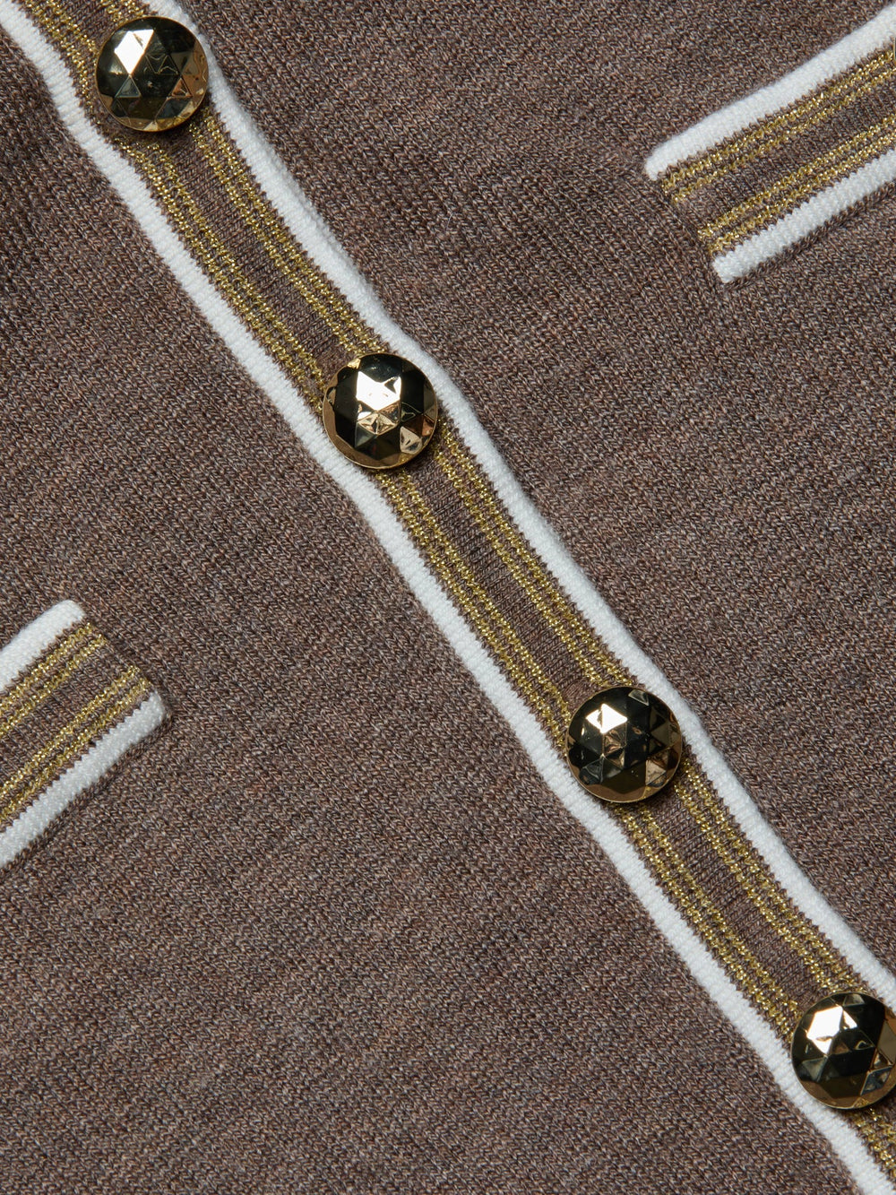 Masaki Cropped Sweater in Deep Taupe/Ivory/Gold