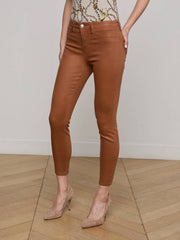 Margot Coated Cropped Skinny Jean in Cognac Coated