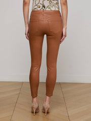 Margot Coated Cropped Skinny Jean in Cognac Coated