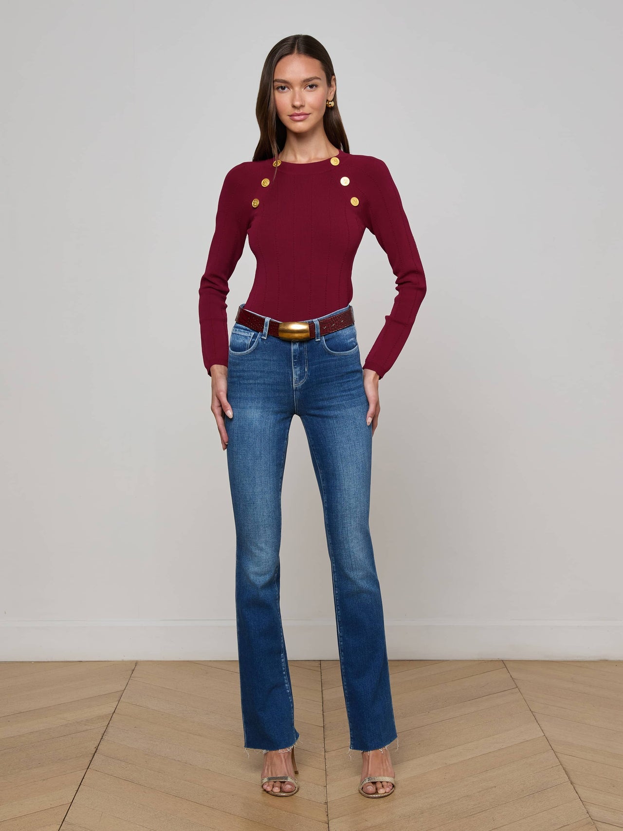 Gretchen Pullover in Black Cherry/Gold