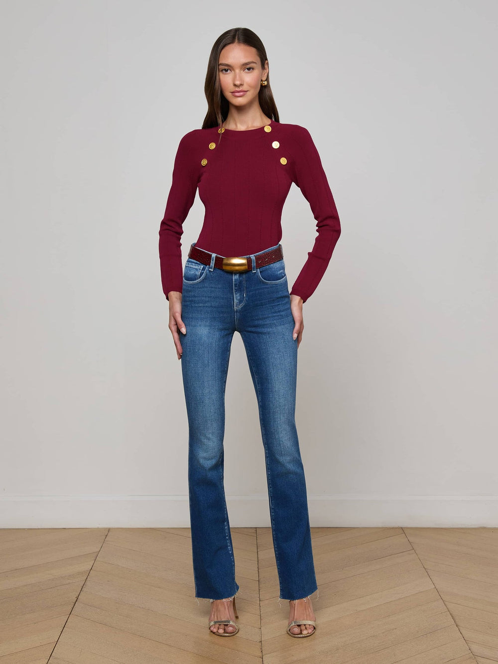 Gretchen Pullover in Black Cherry/Gold