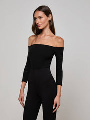 Evelyn Off-The-Shoulder Bodysuit in Black