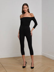 Evelyn Off-The-Shoulder Bodysuit in Black