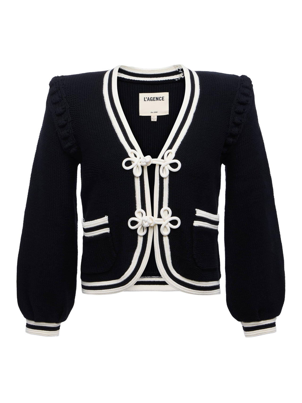 Kaito Cropped Cardigan in Black/Ivory