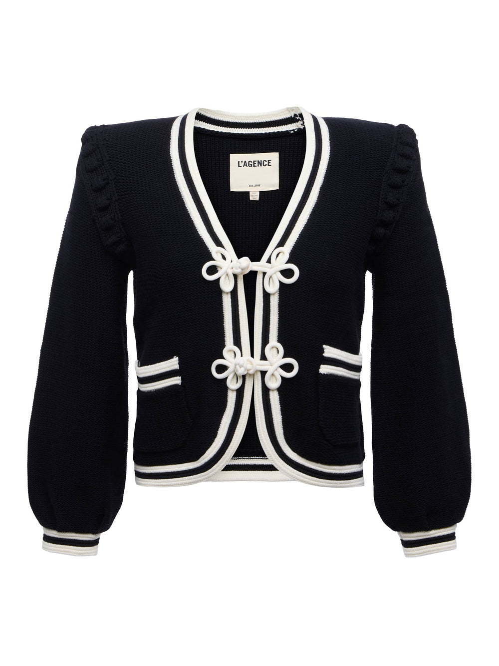 Kaito Cropped Cardigan in Black/Ivory