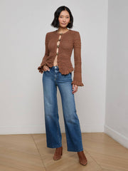 Kiva Knit Cardigan in Dark Cinnamon Swirl/Gold