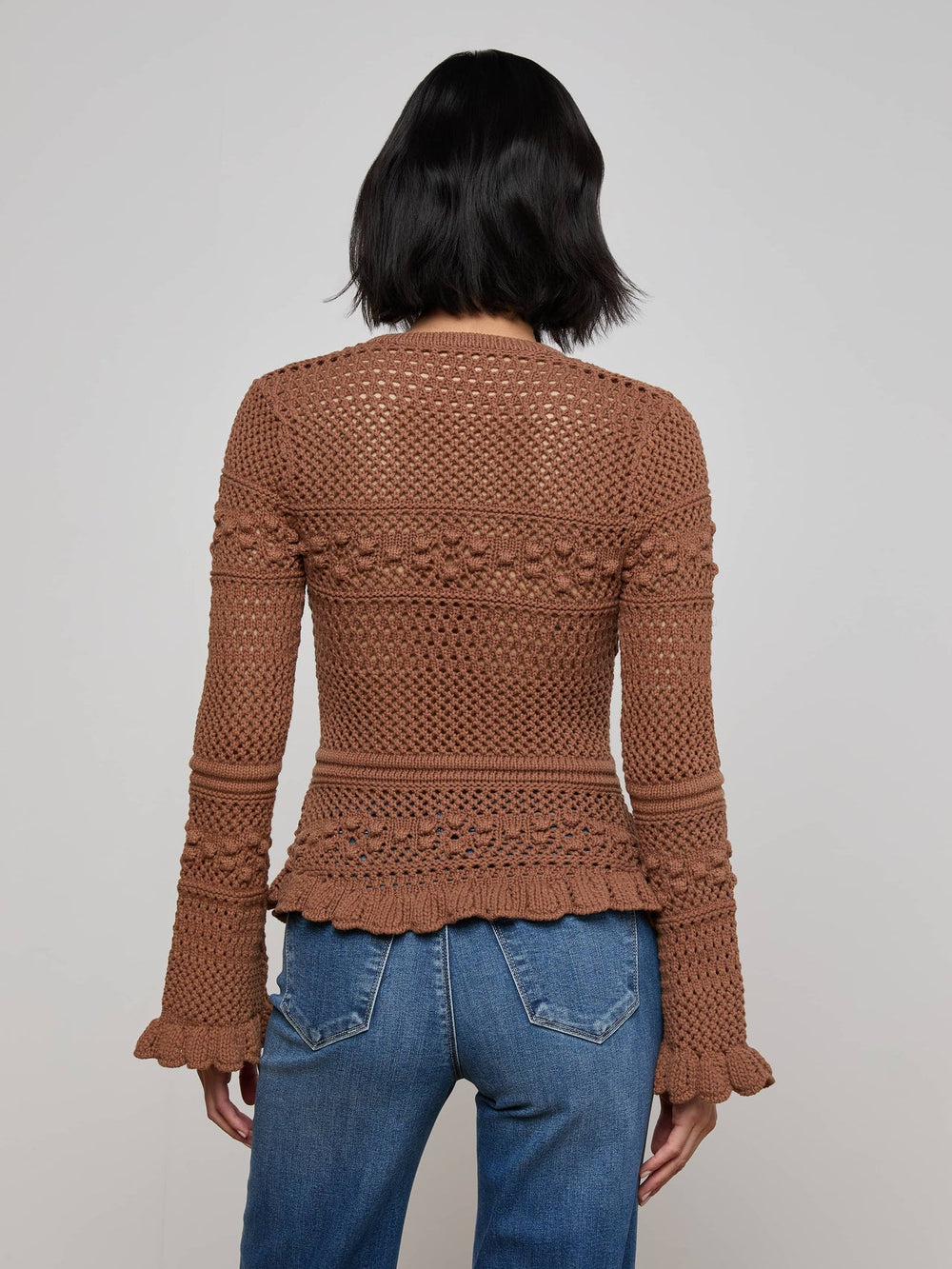 Kiva Knit Cardigan in Dark Cinnamon Swirl/Gold