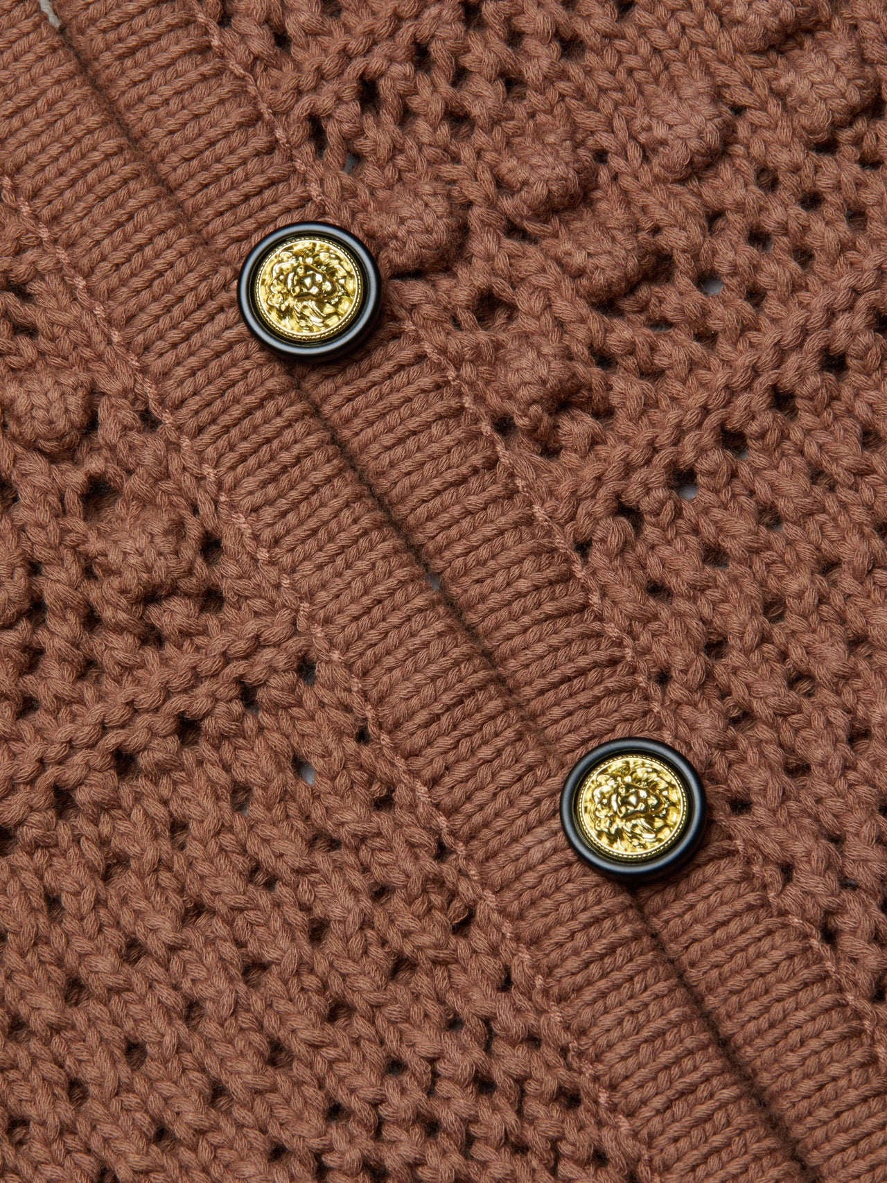 Kiva Knit Cardigan in Dark Cinnamon Swirl/Gold