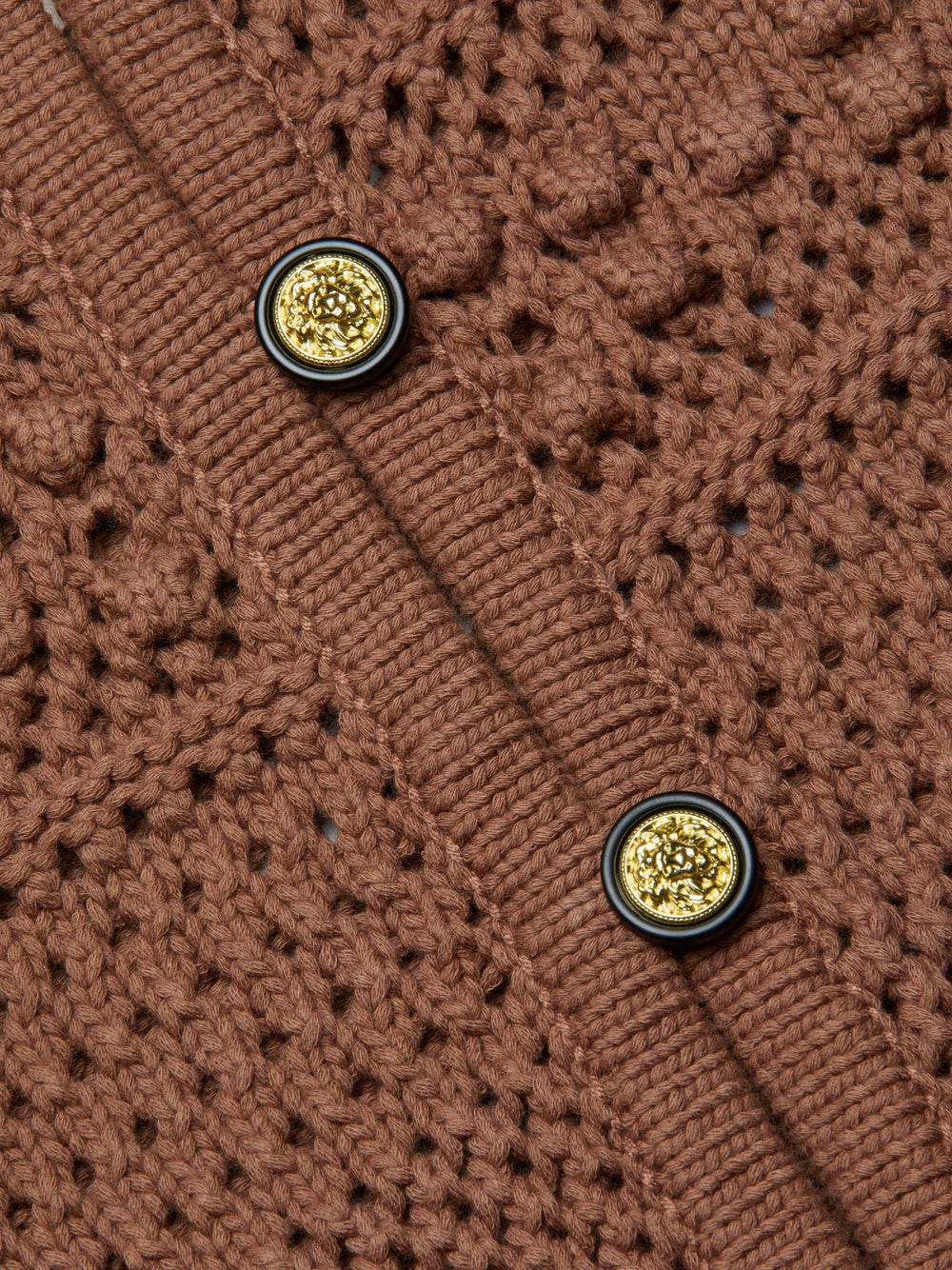 Kiva Knit Cardigan in Dark Cinnamon Swirl/Gold