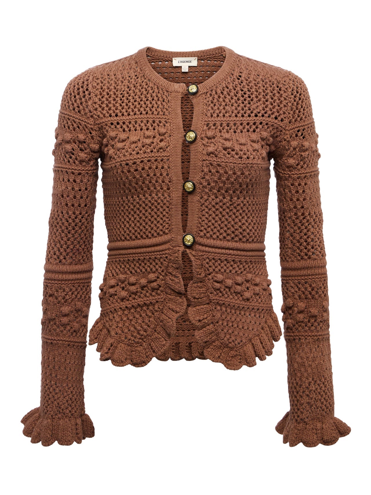 Kiva Knit Cardigan in Dark Cinnamon Swirl/Gold