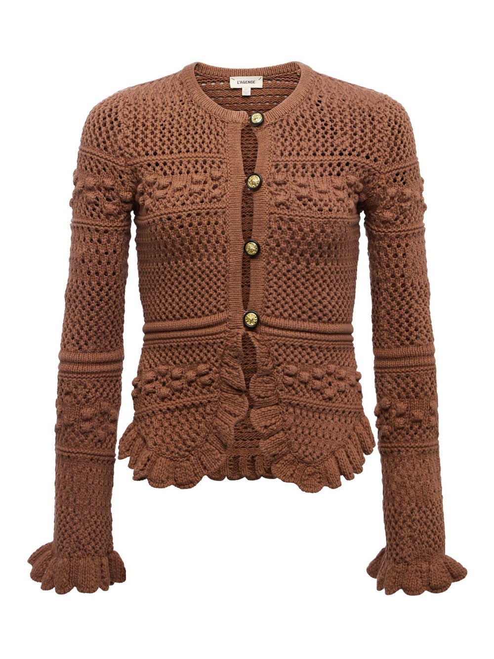 Kiva Knit Cardigan in Dark Cinnamon Swirl/Gold