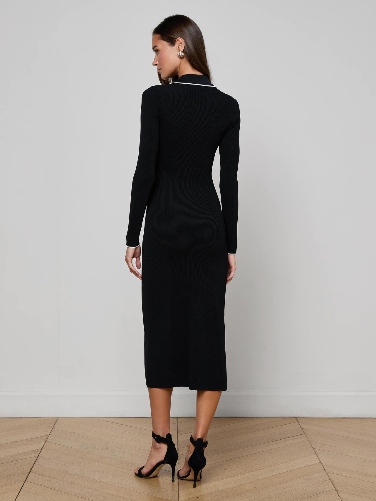 Yaretzi Knit Midi Dress in Black/White