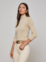 Kamdyn Mock-Neck Top in Warm Sand/Gold