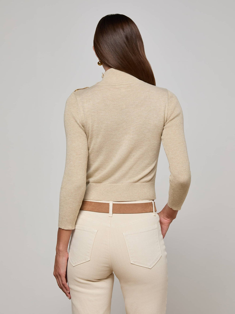 Kamdyn Mock-Neck Top in Warm Sand/Gold