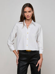Fawn Vintage Travel Print Shirt in White/Multi L'AGENCE Voyage