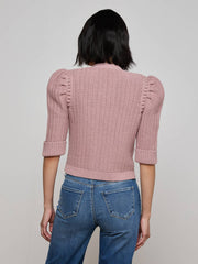 Delilah Cropped Cardigan in Light Mauve/Gold