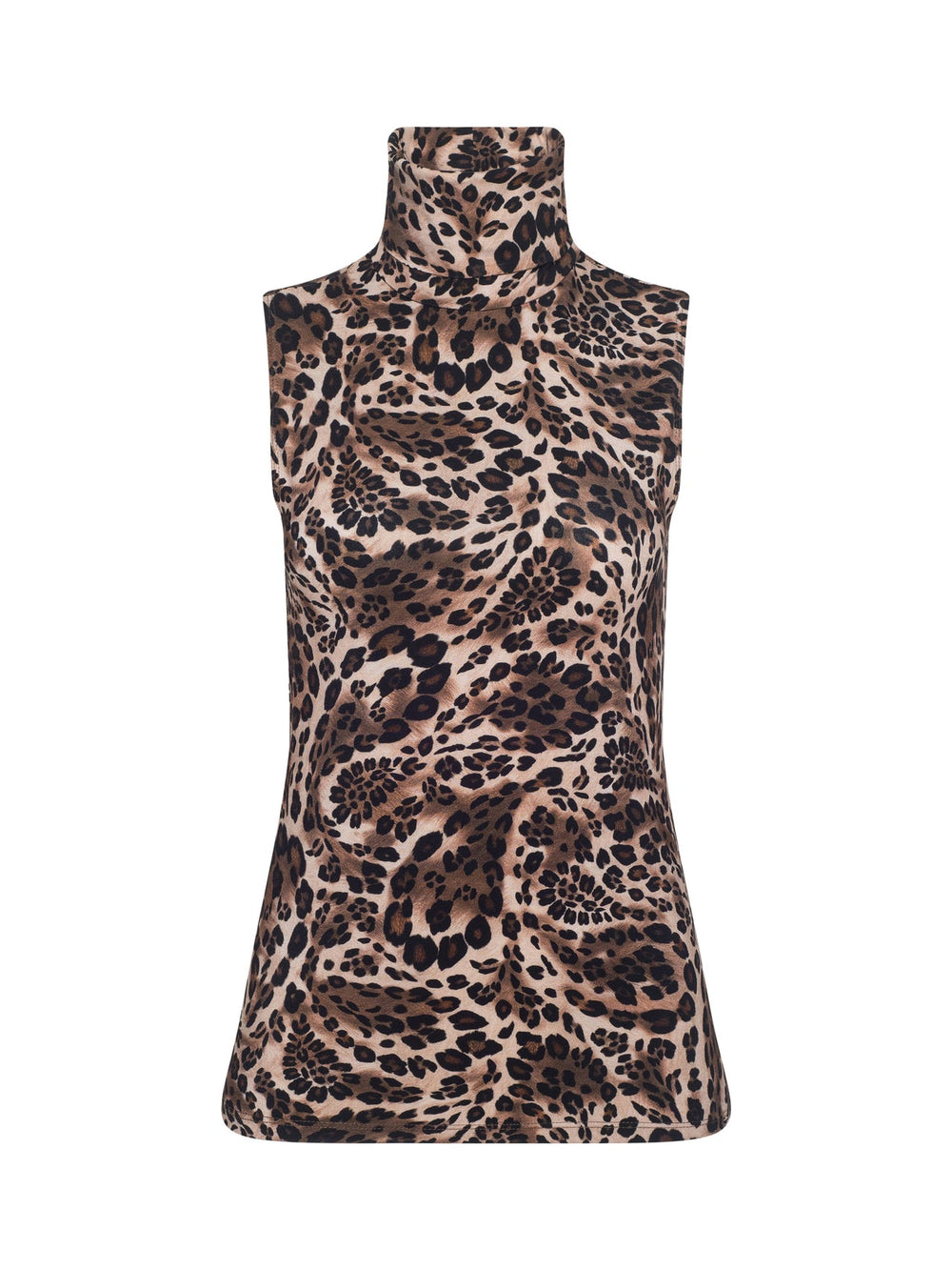 Ceci Sleeveless Turtleneck in Cinnamon Swirl Paisley Leopard