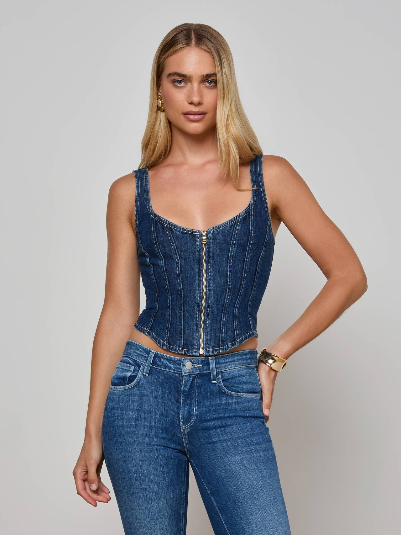 Elysia Zip Corset Tank in Rampart