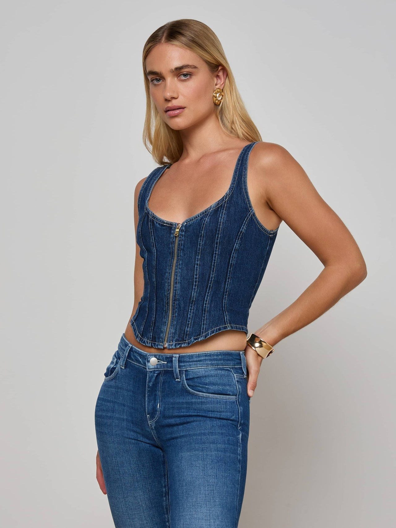 Elysia Zip Corset Tank in Rampart