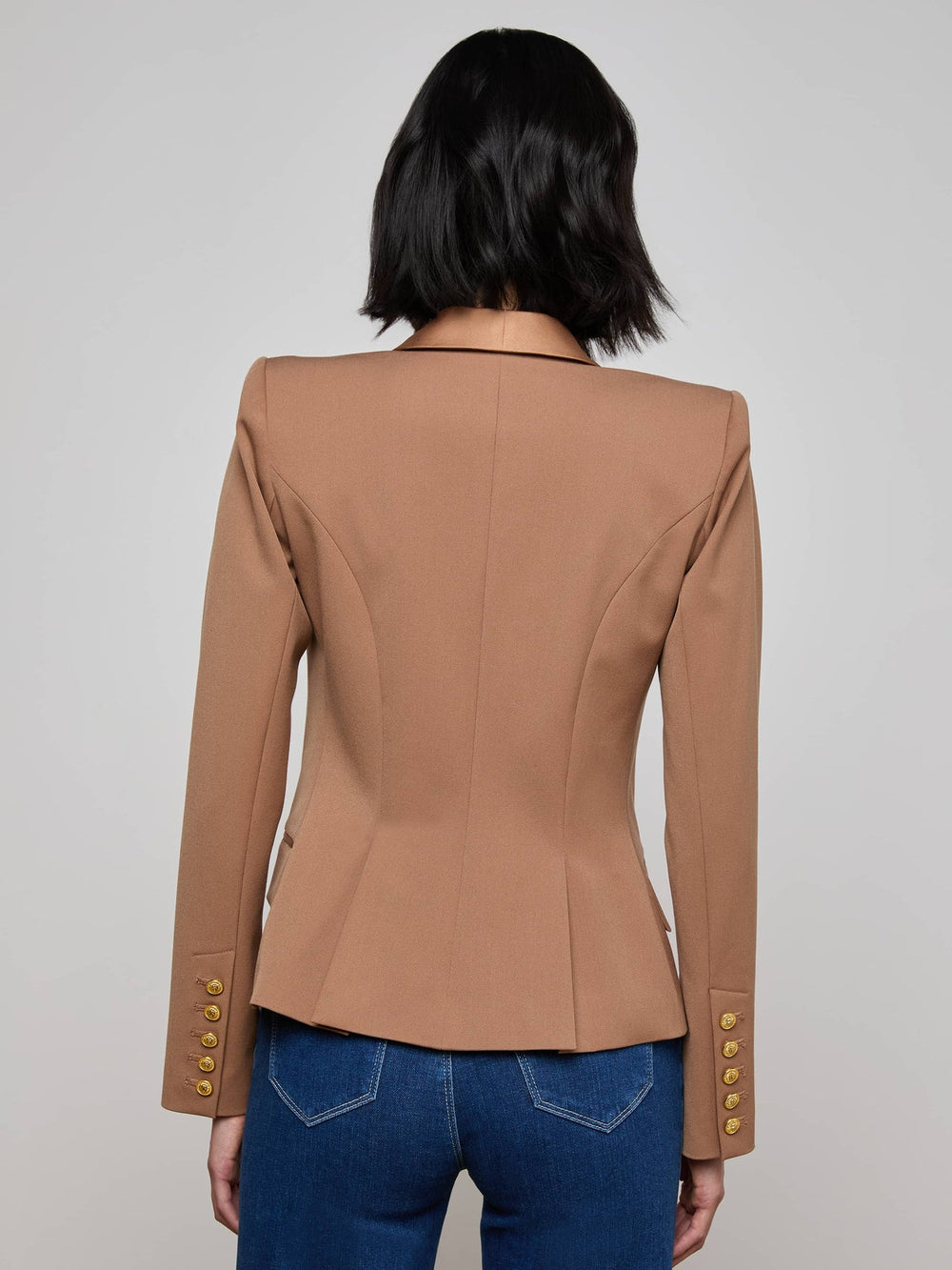 Imogen Satin Lapel Blazer in Cinnamon Swirl