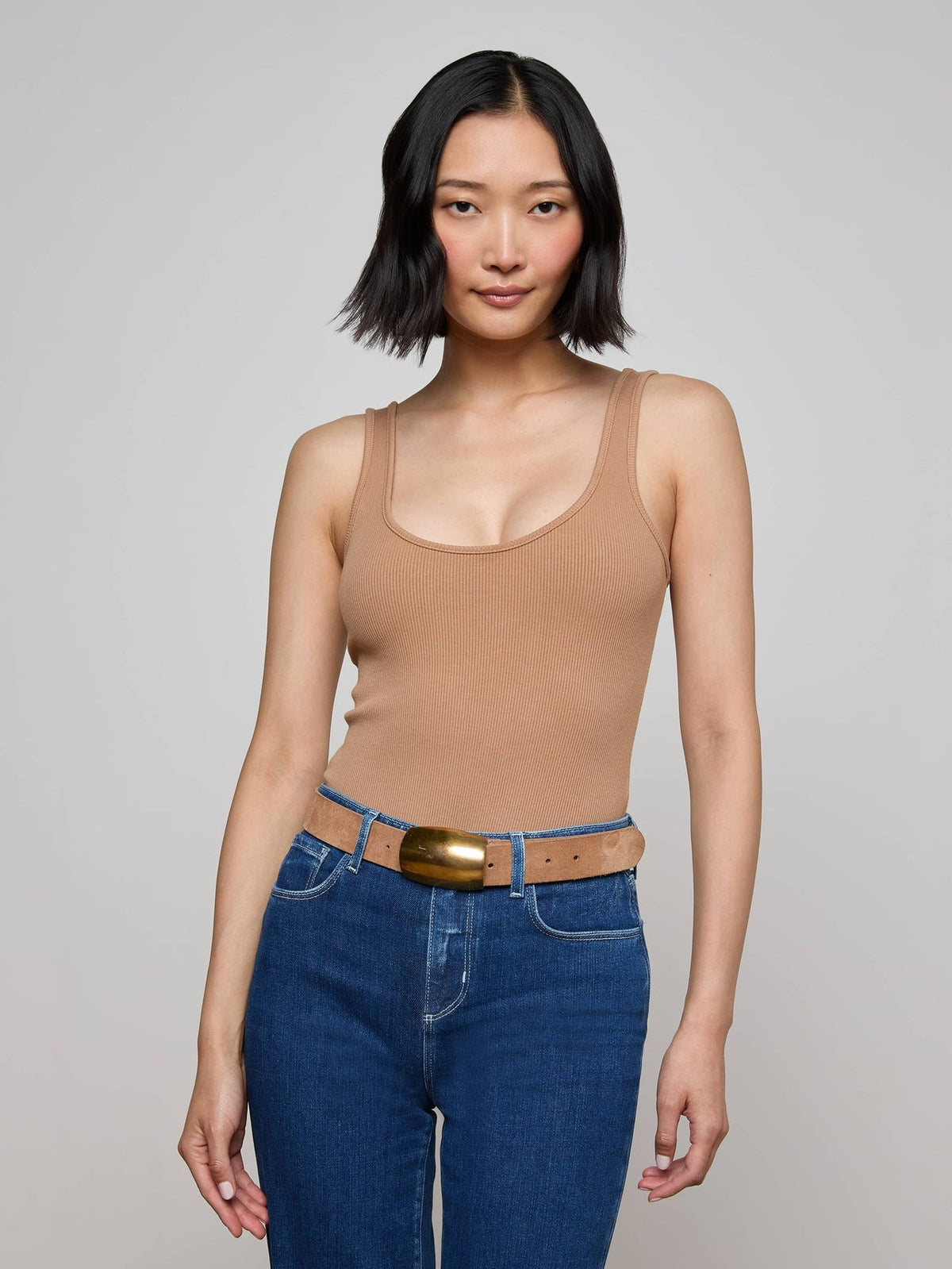 Nica Scoopneck Bodysuit in Cinnamon Swirl