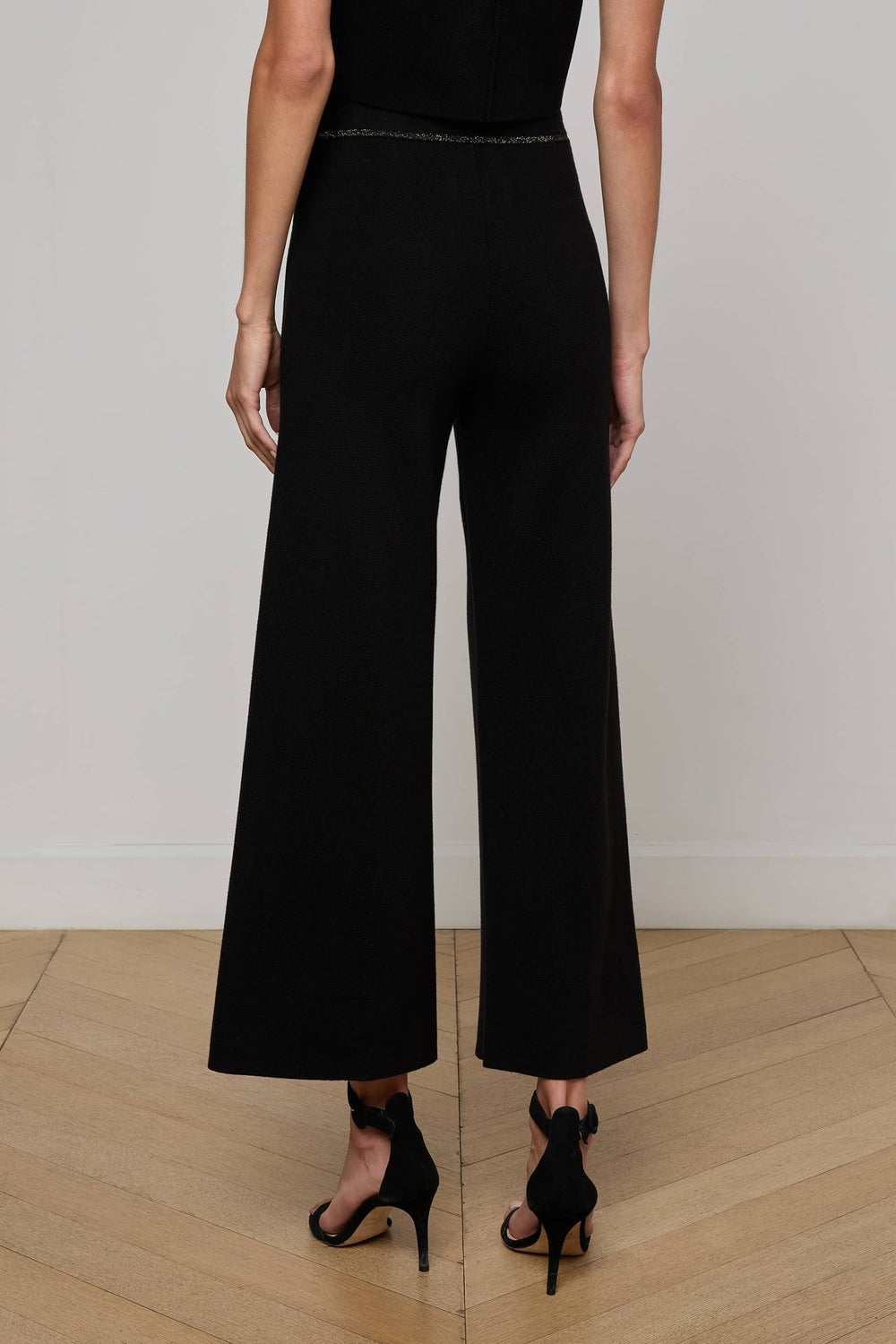 Madrid Wide Leg Knit Pant in Black/Gold