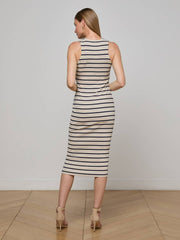 Nura Midi Tank Dress in Oat/Navy Stripe
