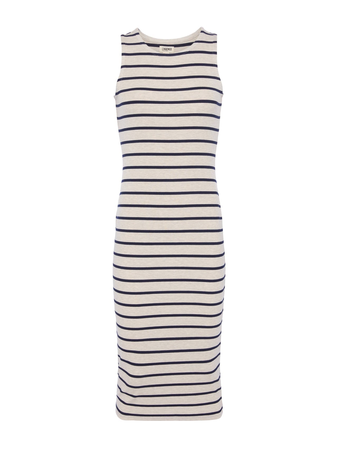 Nura Midi Tank Dress in Oat/Navy Stripe
