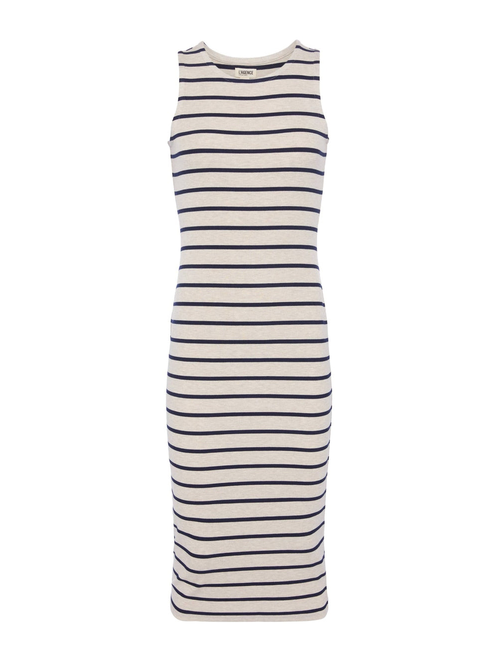 Nura Midi Tank Dress in Oat/Navy Stripe