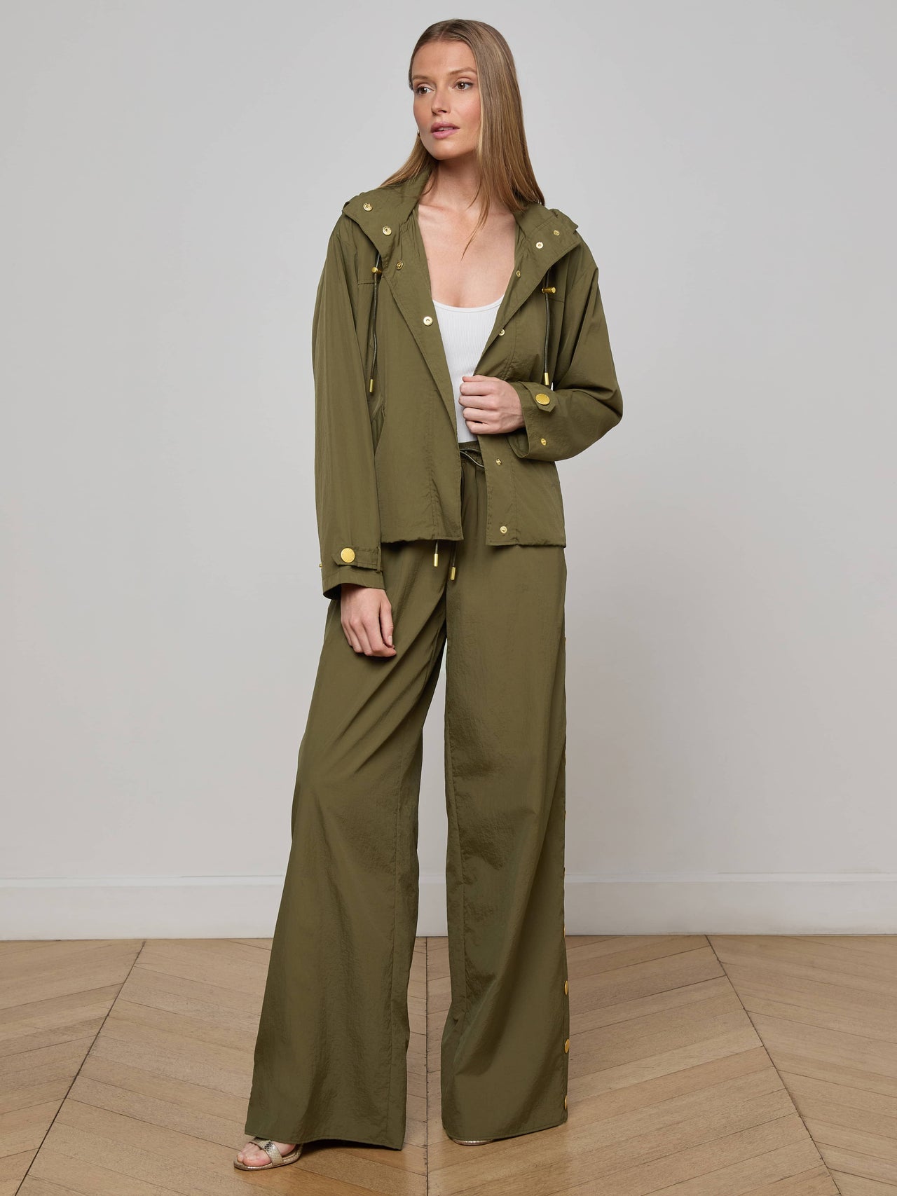 Geovana Hooded Windbreaker in Pine