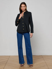 Ellery Button-Down Shirt in Black/Gold