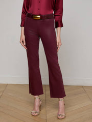 Kendra Coated Cropped Flare Jean in Dark Port Coated
